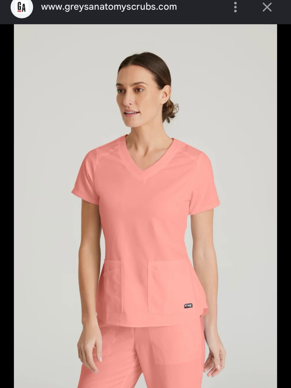 Grey's Anatomy Coral V-neck Scrub Top